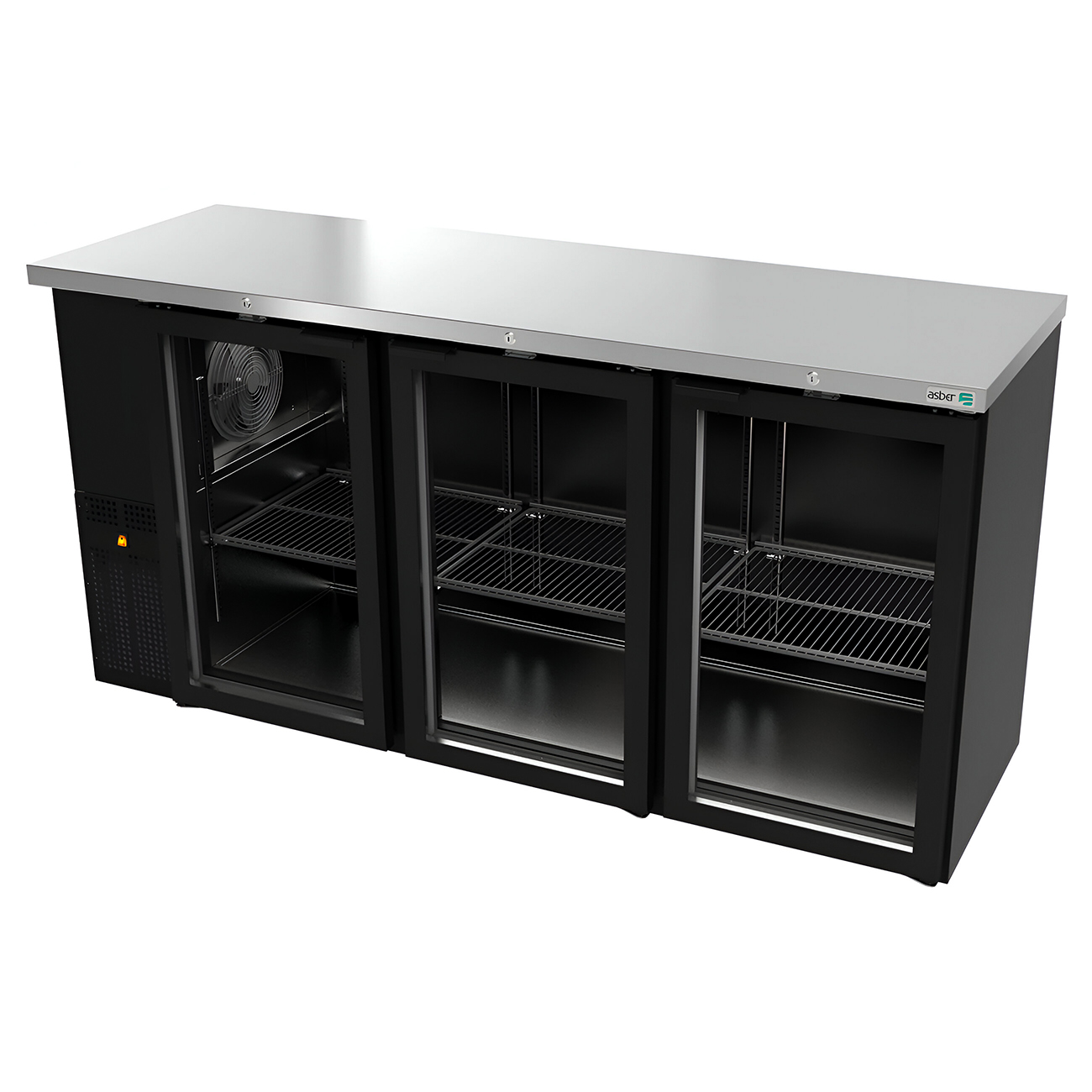 Refrigerador Contrabarra Vinil Negro 3 Puertas de Cristal En Vinil Slim Line ASBER ABBC-24-72-G HC