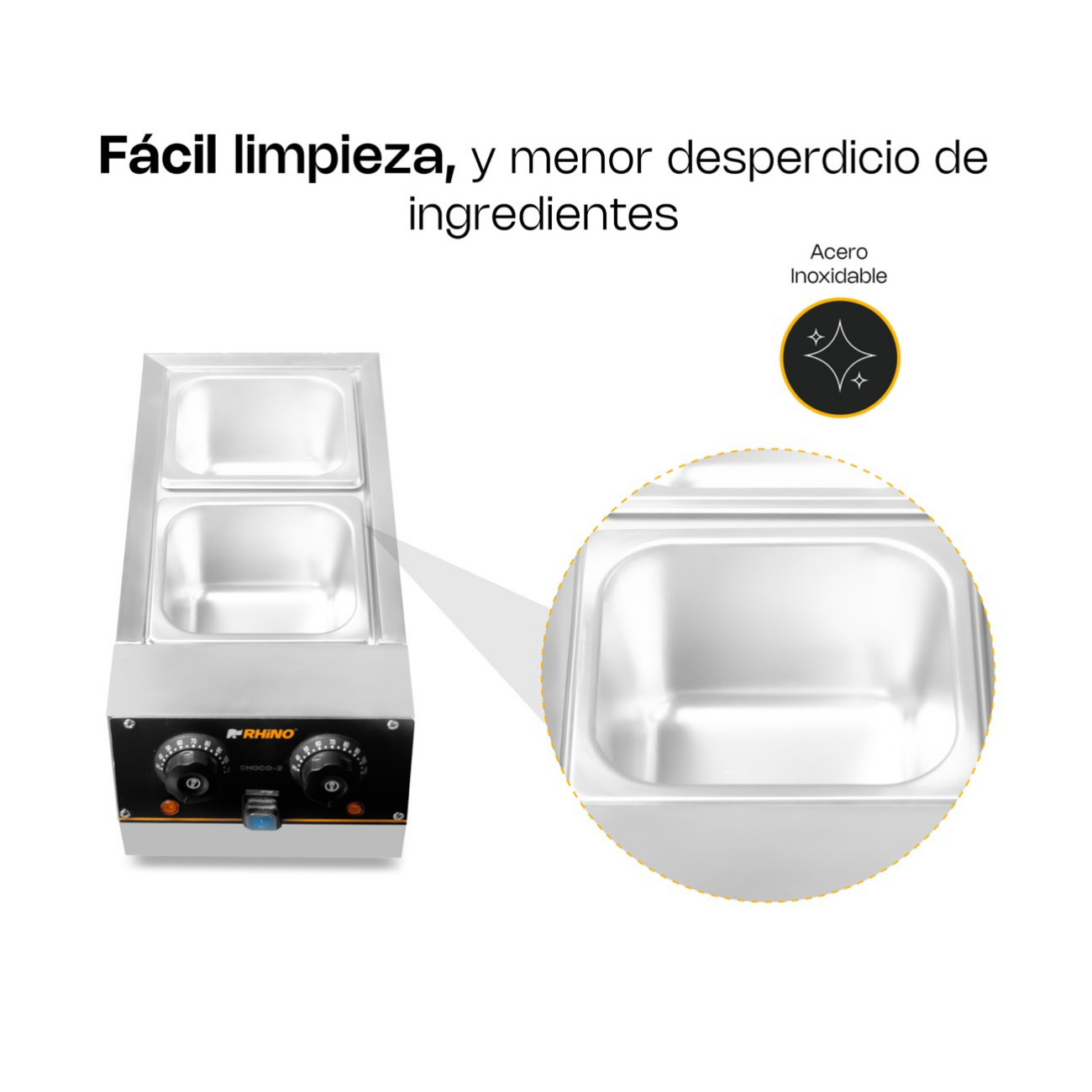 Maquina Templadora Doble Para Derretido 1.5 L c/u RHINO CHOCO-2 - Imagen 3