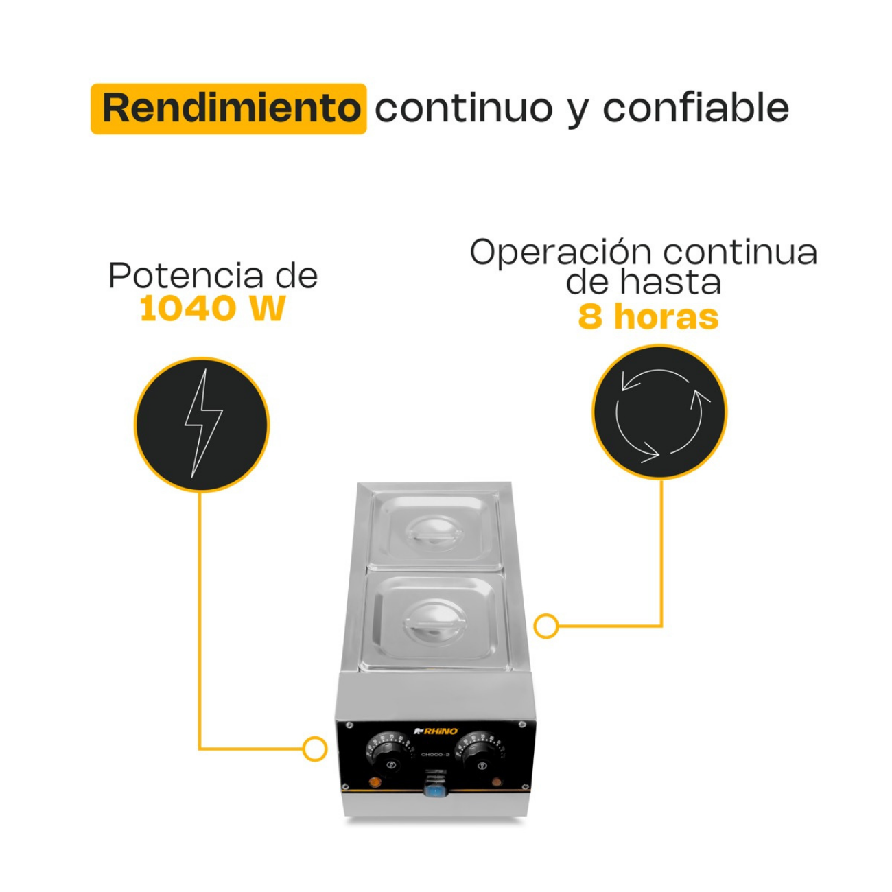 Maquina Templadora Doble Para Derretido 1.5 L c/u RHINO CHOCO-2 - Imagen 4