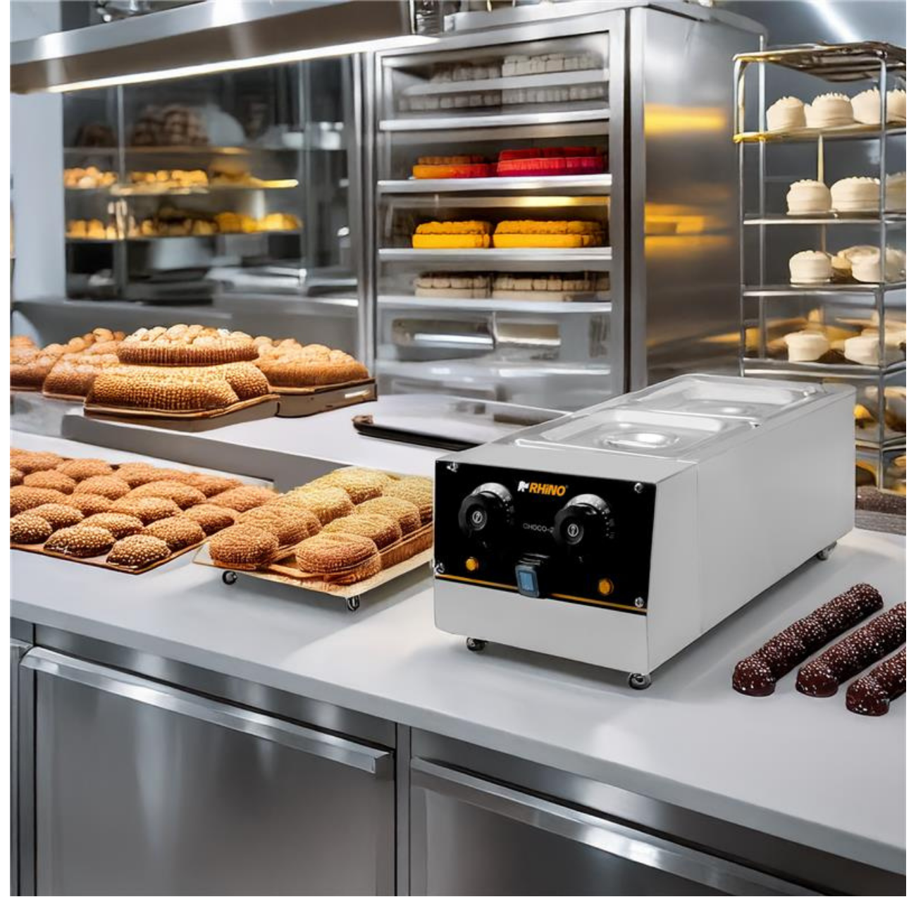 Maquina Templadora Doble Para Derretido 1.5 L c/u RHINO CHOCO-2 - Imagen 6