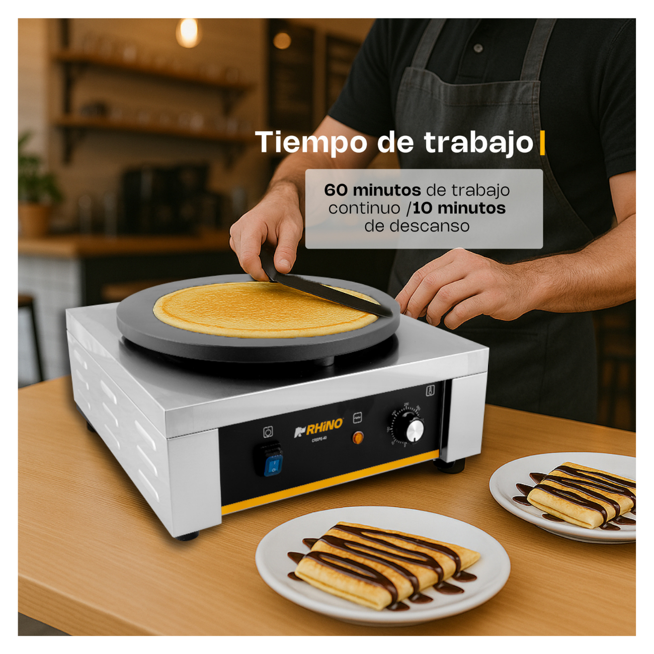 Crepera Electrica Industrial 40 Cm 2000W 127V RHINO CREPE-40 - Imagen 7