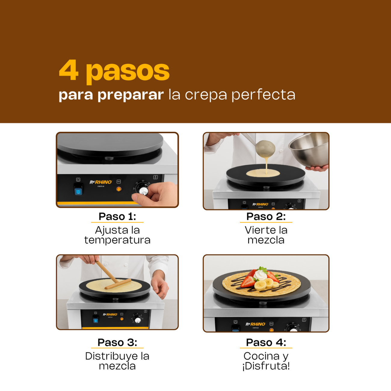 Crepera Electrica Industrial 40 Cm 2000W 127V RHINO CREPE-40 - Imagen 9